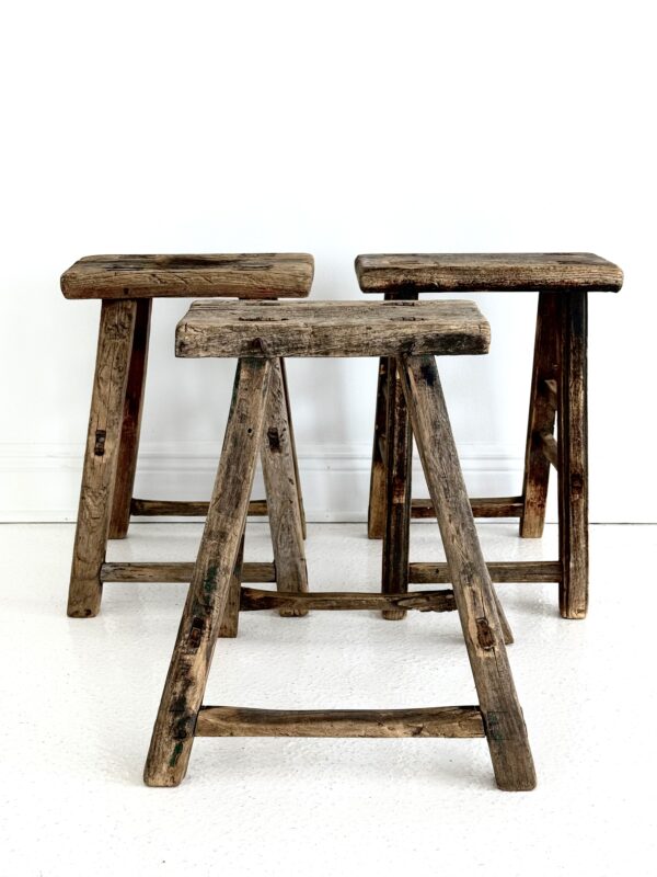 Antique Elm Stool - Image 4