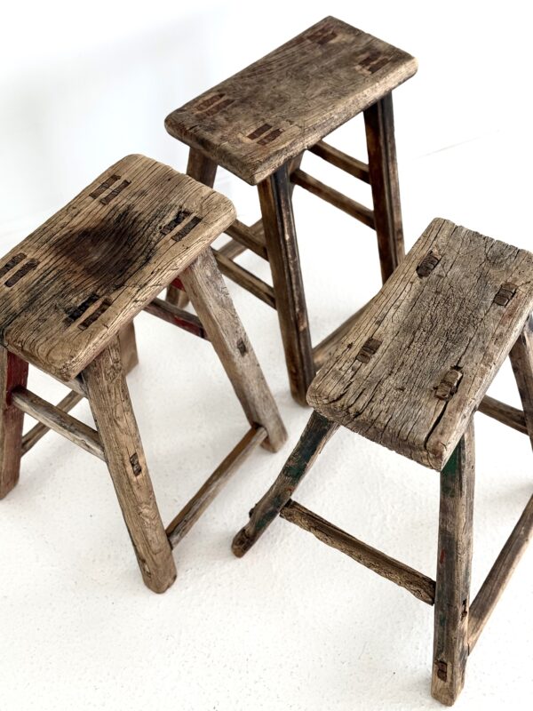 Antique Elm Stool - Image 3