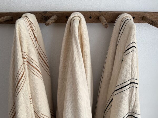 Turkish Cotton Throw Black Stripe - Image 3