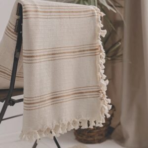 Turkish cotton throw mustard stripe