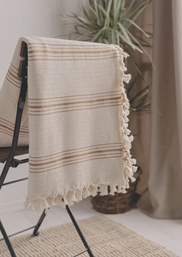 Turkish cotton throw mustard stripe